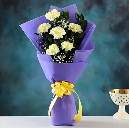 Soothing 6 Yellow Carnations Bouquet